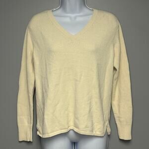 Duna Handloomed California Minimalist Neutral Ivory Relaxed Sweater Womens Sz M